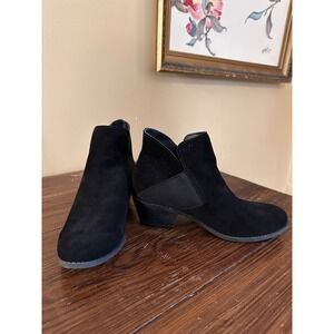 Me Too Boots Women's 7.5 Zoey Ankle Boots Pull On Black Leather Suede